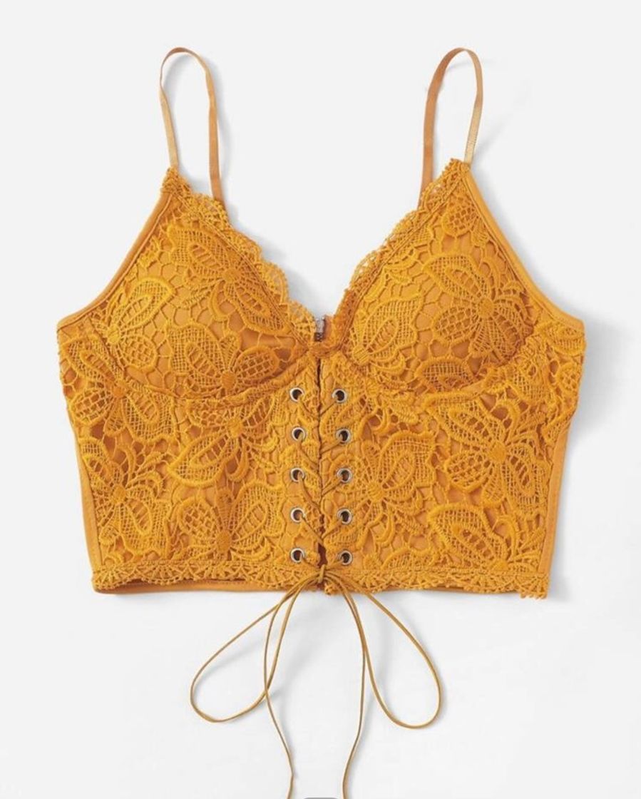 Lace Up Front Cami Crop Top