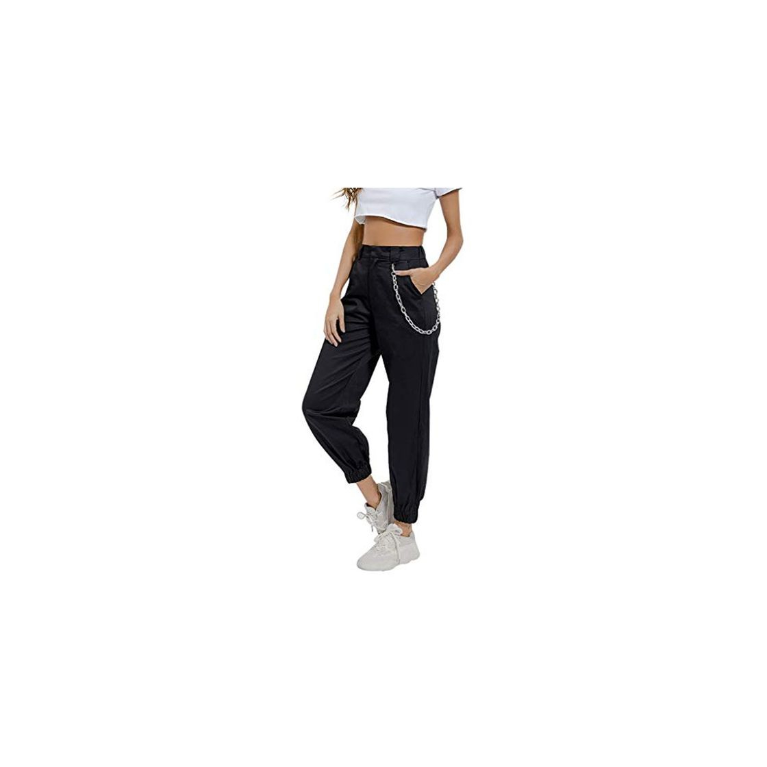 Fashion RISTHY Pantalones Cargo Mujer Hip Hop Danza Pantalón Harem Pantalones Largos Cintura