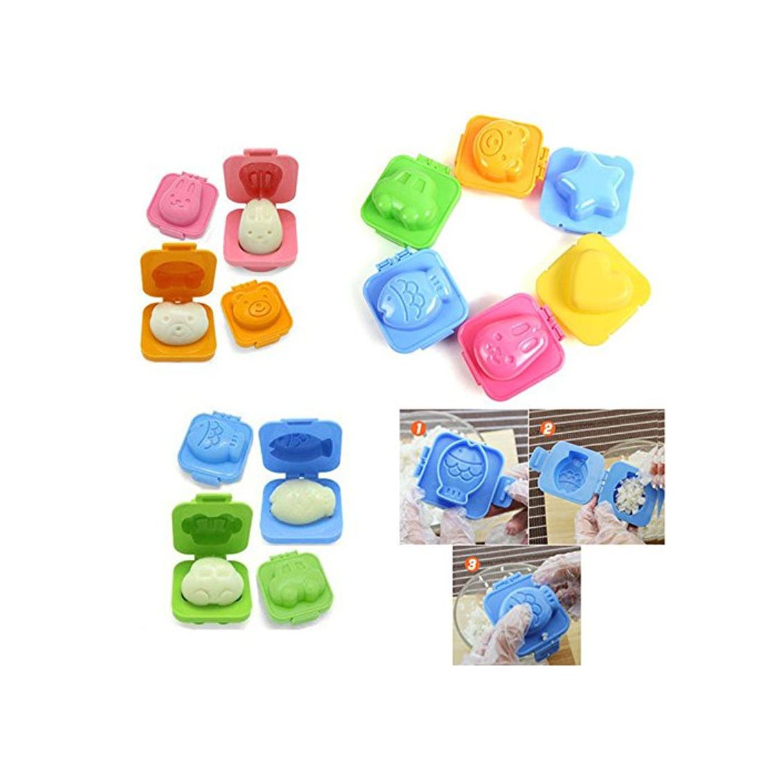 Elemento de la categoría hogar Hrph 6pcs Herramientas hervido Huevo Molde de arroz del Sushi bento Emparedado