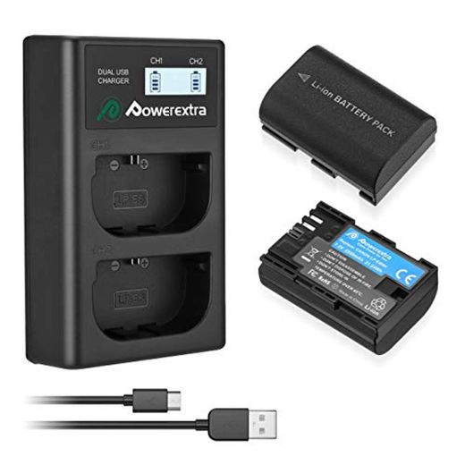 Powerextra Batería de Repuesto y Cargador con Pantalla LCD USB 2950mAh LP