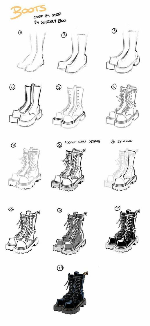 Moda Turorial  de desenho de botas