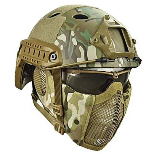 Sxfcool Airsoft Paintball Casco Protector ABS Casco Caza Casco Militar táctico Casual