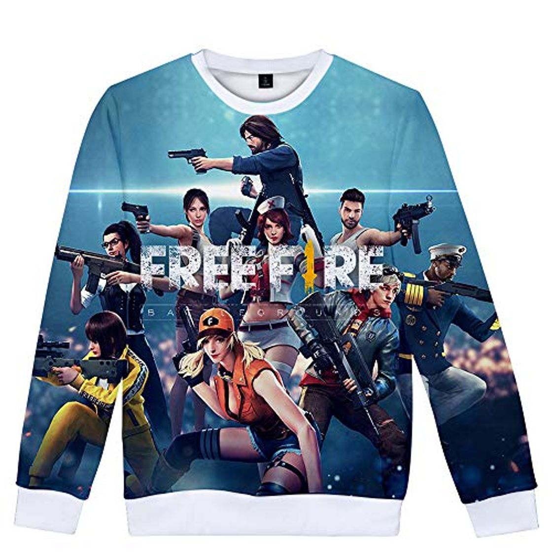 Fashion Free Fire Camiseta Blusas de Manga Larga con Estampado de Cuello Redondo