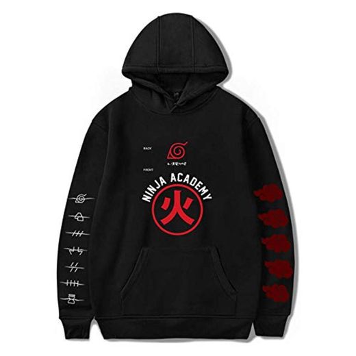 Sudaderas con Capucha para Hombre Streetwear Naruto Akatsuki Cloud Symbols Pullover Hoodie Mujeres Hombres Akatsuki Coat Uchiha Itach Sudadera de Gran tamaño