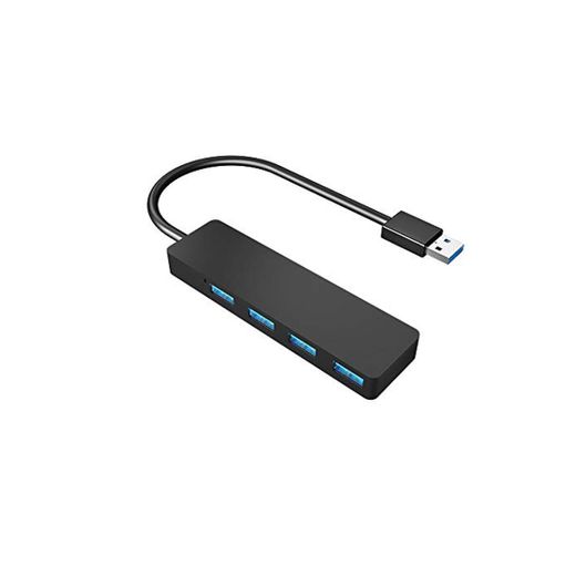 Hub USB 3.0, 4 Puertos USB Extra Delgado Ultraligero, Concentrador de Datos