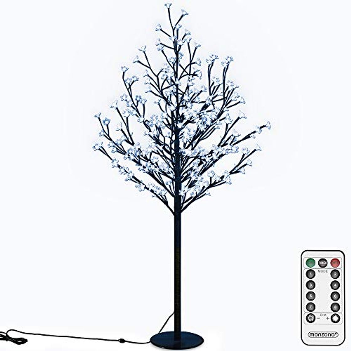 Social Deuba Lámpara cerezo de 200 LEDs luz azul decoración interior exterior con mando y temporizador 8 modos 180 cm flores