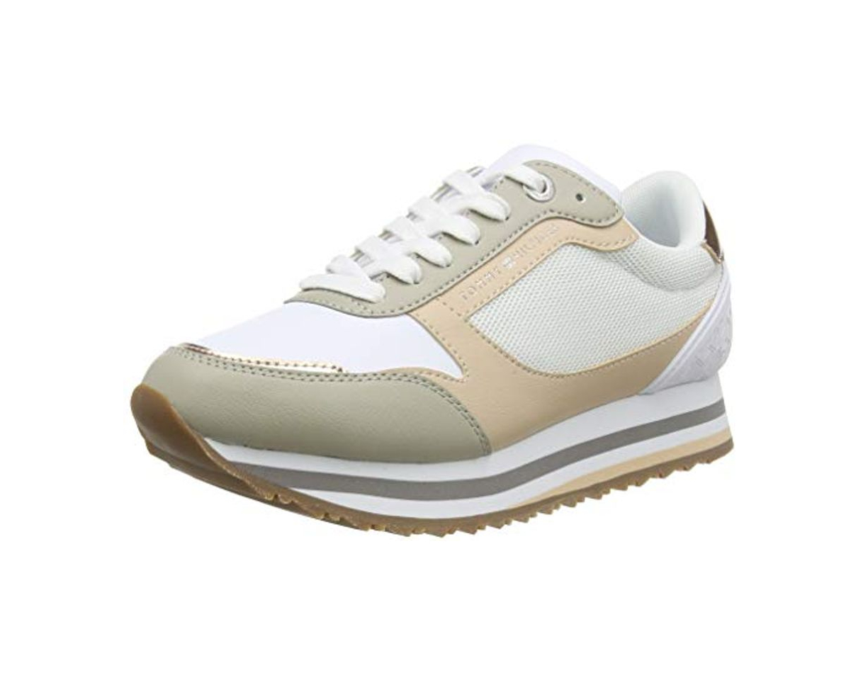 Fashion Tommy Hilfiger Feminine Tommy Monogram Sneaker, Zapatillas Mujer, Beige