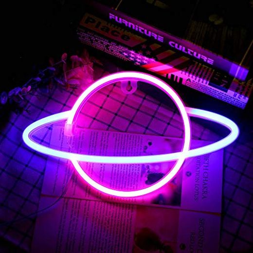 HaavPoois Planet Neon Signs Letrero de neón LED para Pared, Luces de