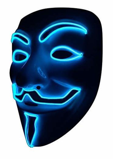 SOUTHSKY LED Mascara Disfraz de Luces Neon Led Brillante V Vendetta Mask
