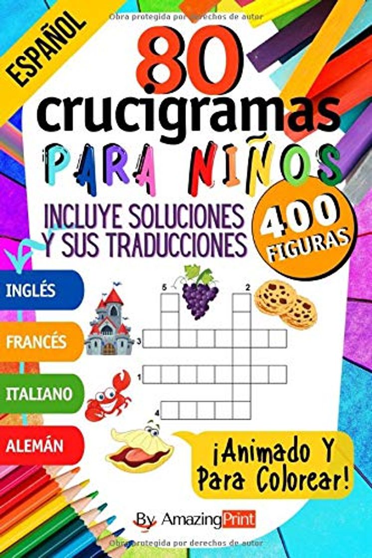 Libro 80 Crucigramas Animados para Niños: 400 Figuras a descubrir