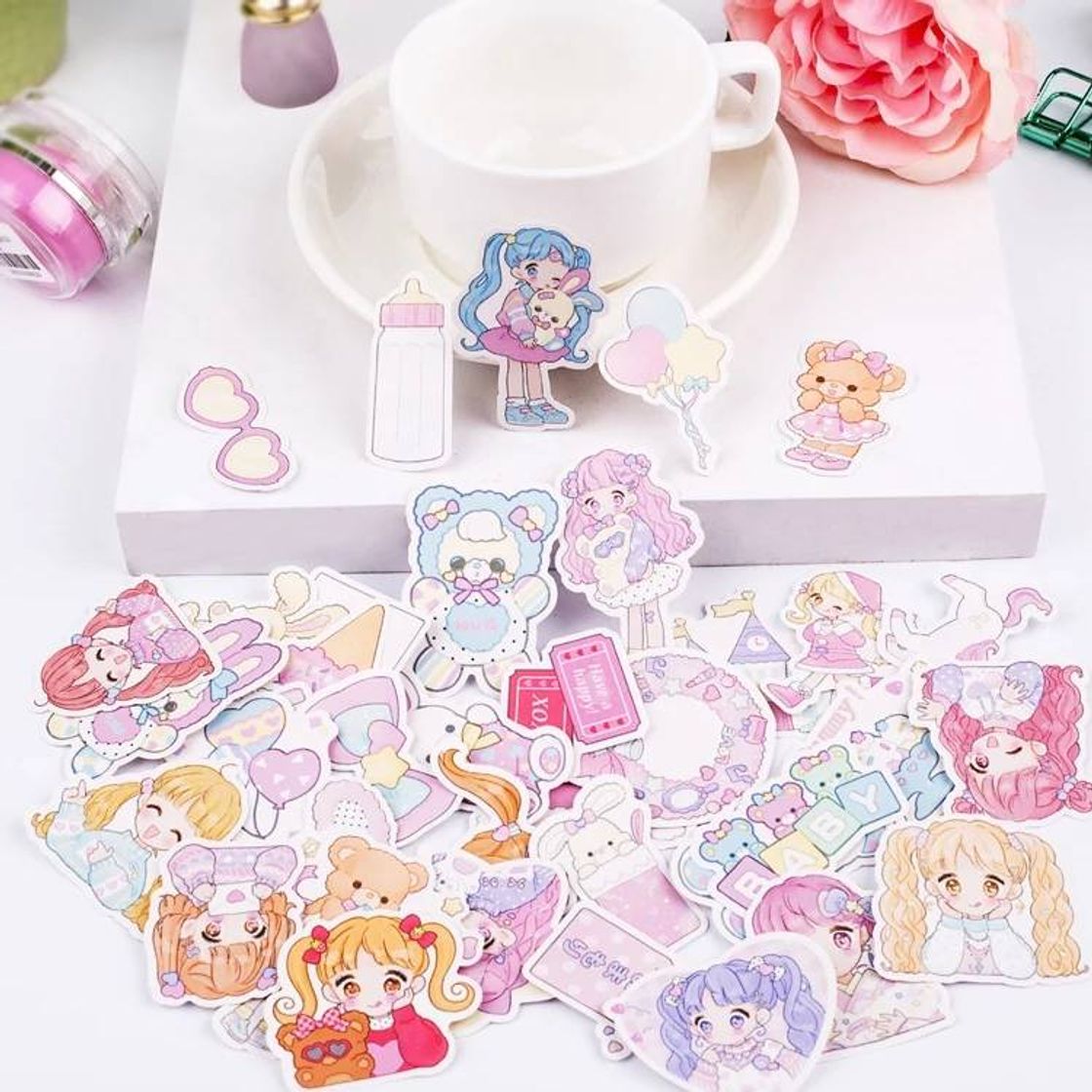 Productos Adhesivos de papelería kawaii para chica 