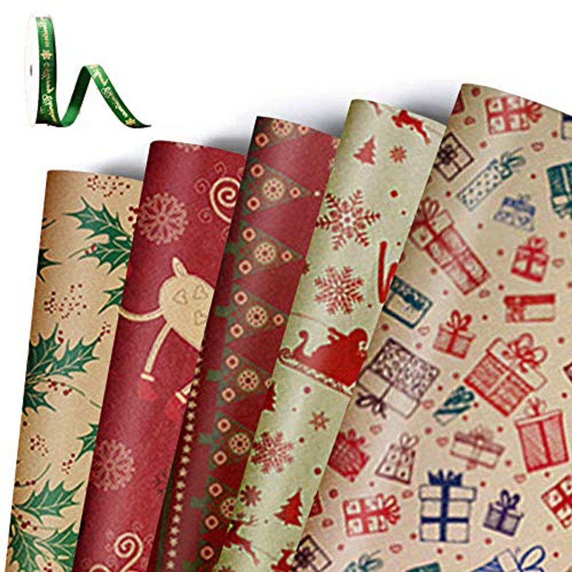 Productos MIFIRE Papel de regalo Kraft navideño