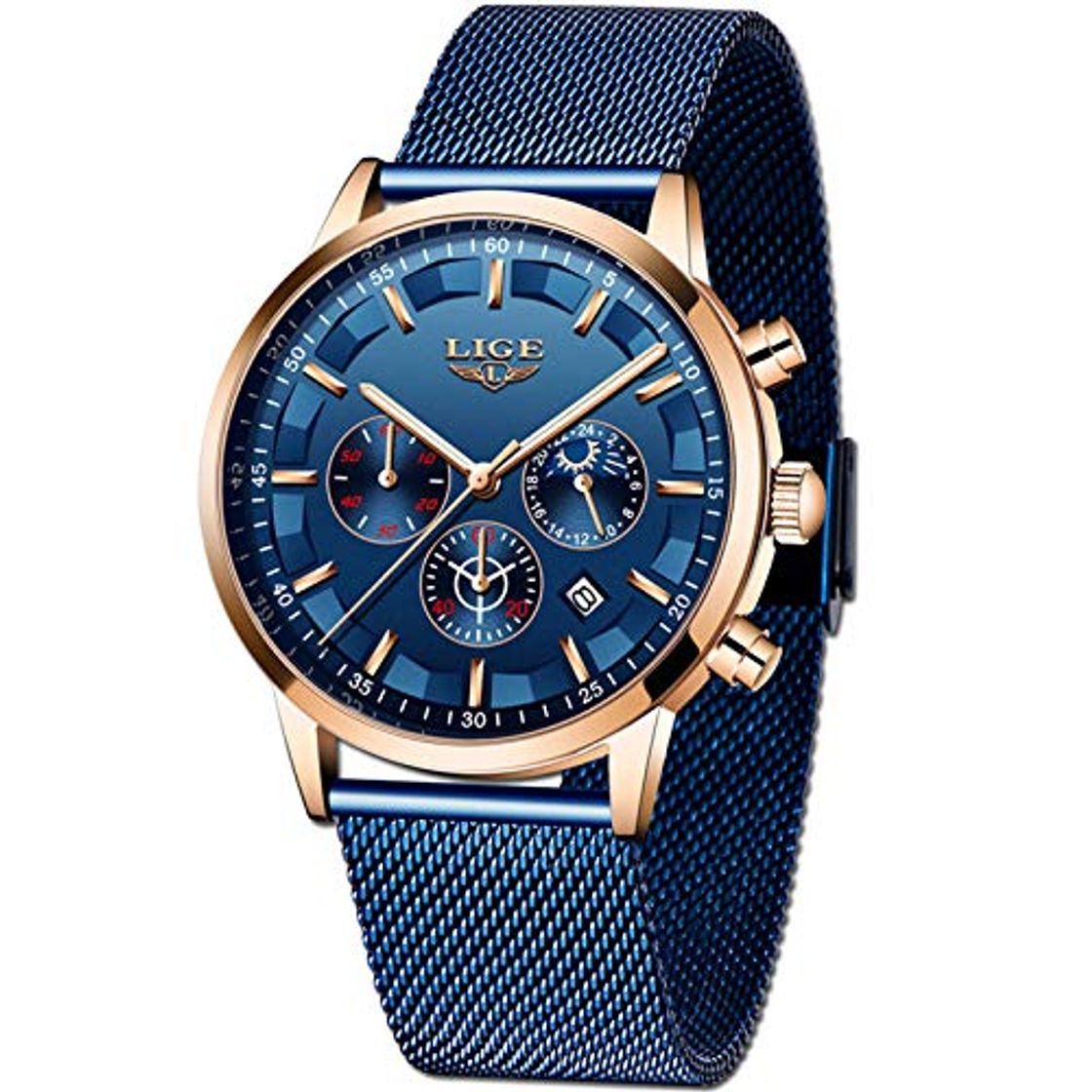 Producto LIGE Relojes Hombre Moda Impermeable Acero Inoxidable Analógico Cuarzo Relojes Negocio Azul Automática Fecha Relojes