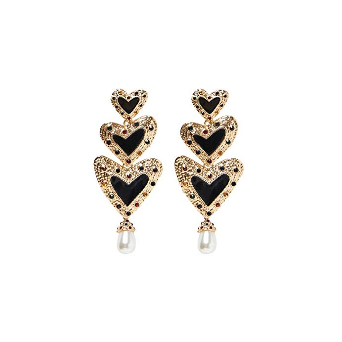 Fashion Pendientes colgantes con forma de corazón de diamante de imitación para mujer