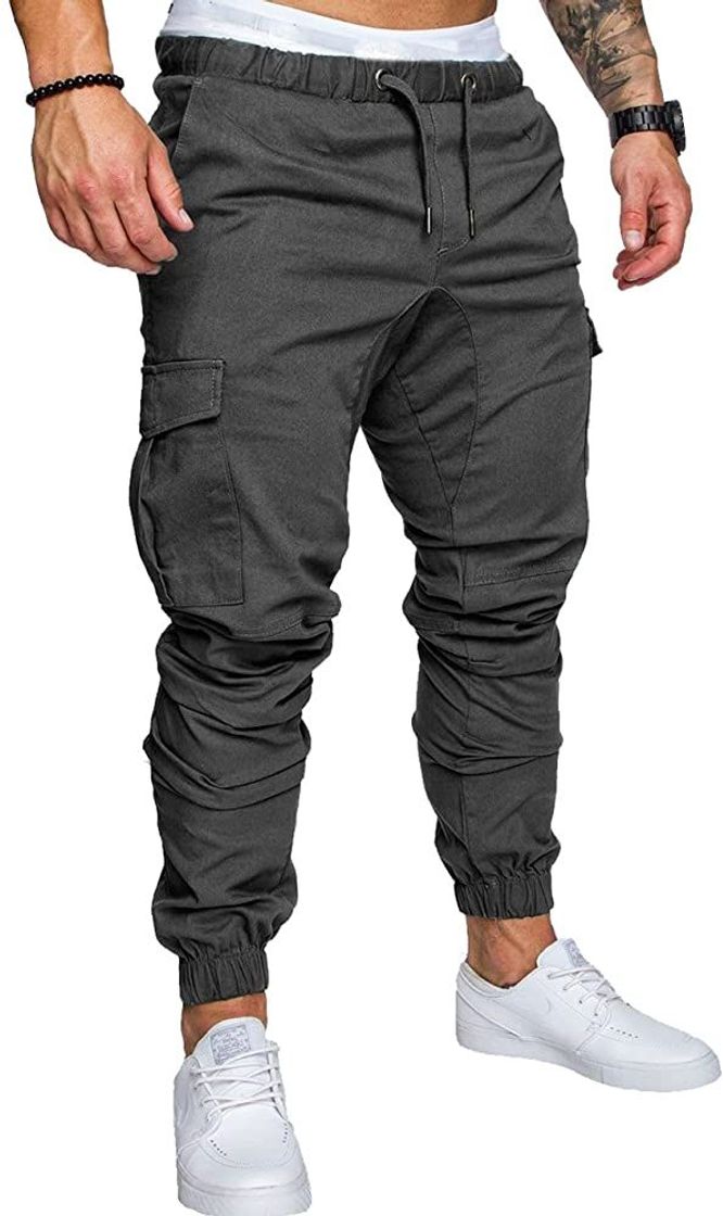 Moda SOMTHRON Hombre Cinturón de Cintura elástico Pantalones de chándal de algodón Largo