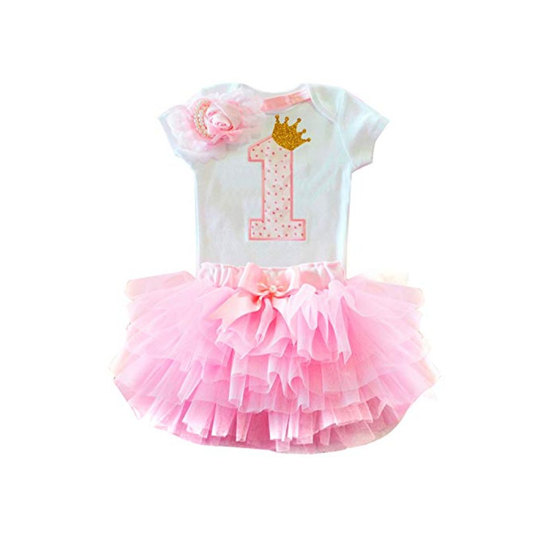 Social TTYAOVO Bebé Niña 1er cumpleaños 3pcs Conjuntos con Diadema de Unicornio y