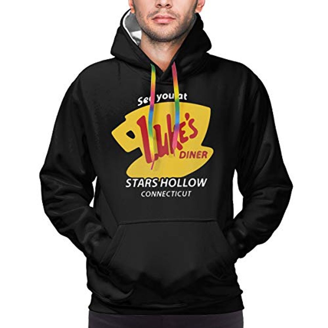 Social VJJ AIDEAR Gilmore Girls Lukes Connecticut Sudaderas con Capucha para Hombre con Bolsillos De Canguro 29 Black