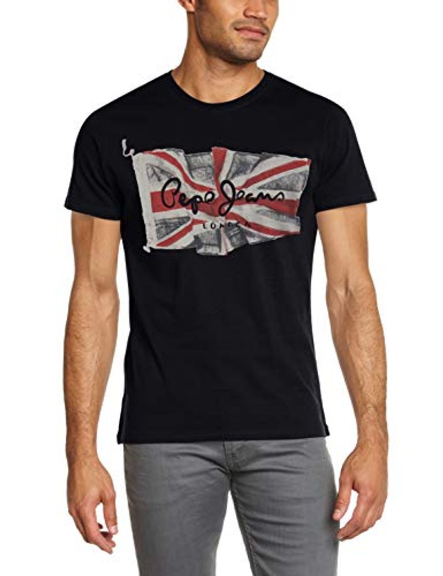Social Pepe Jeans Flag Logo Camiseta, Negro