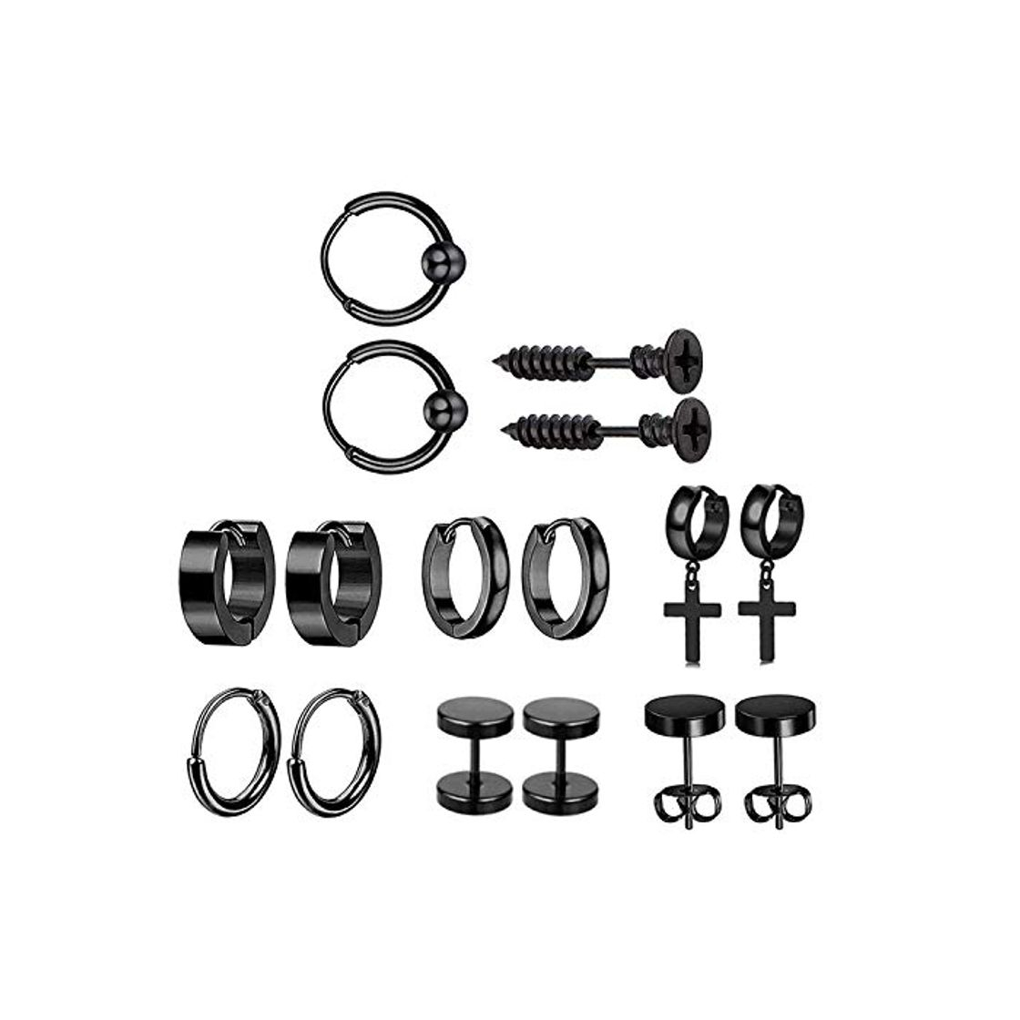 Social JZZJ 8 Pack Mujer Niña Hombre Aro Pequeño Pendientes in Plata Antialergicos