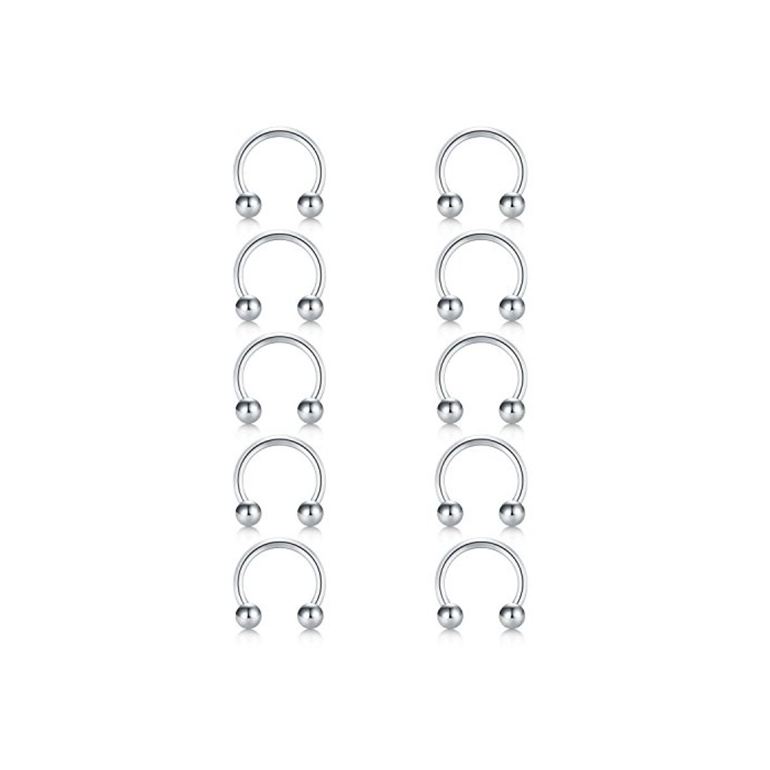 Social Briana Williams 10pcs Anillos Circulares de Herradura de Plata de Acero quirúrgico