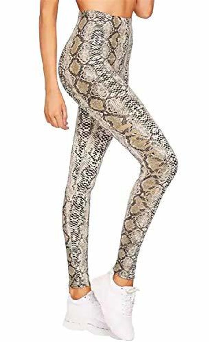 Moda Islander Fashions Ladies Snake Print Cintura Alta Legging Womens Stretchy Full Length