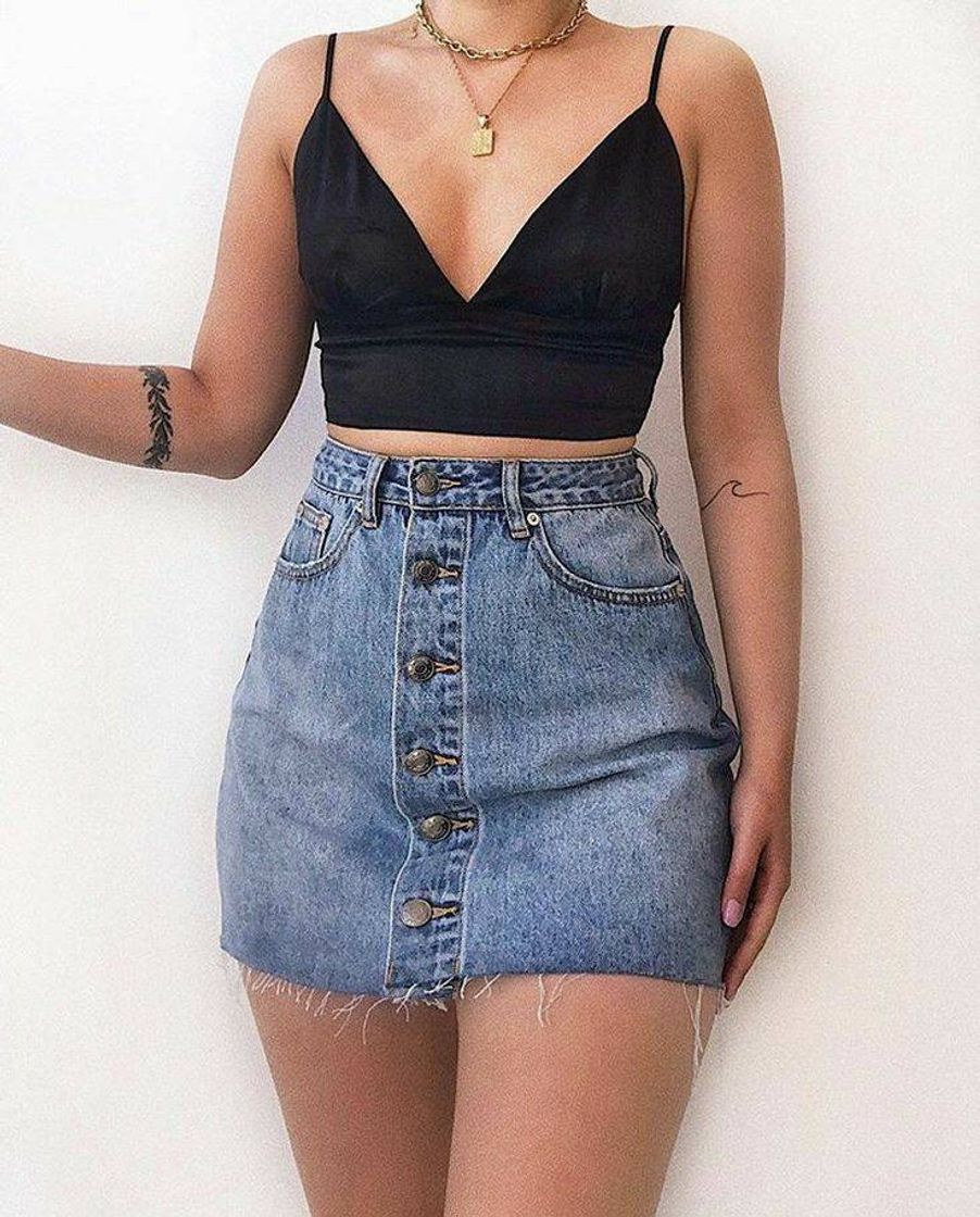 Moda cropped e saia🖤