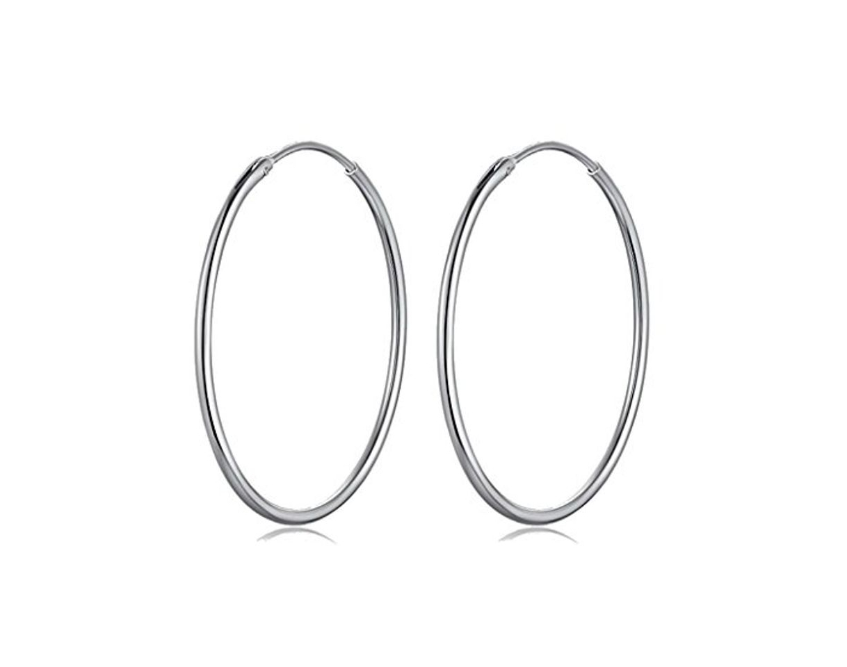 Moda PAPOLY® Pendientes De Aro PLATA DE LEY 925, Diámetros: 25-30-35-40-45-50-60-75-80mm