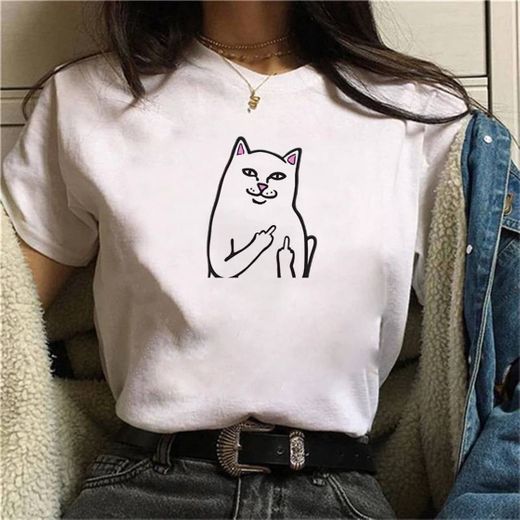Camisa de gatinho feminina 