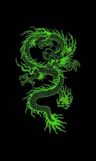 wallpaper dragão verde fundo preto 