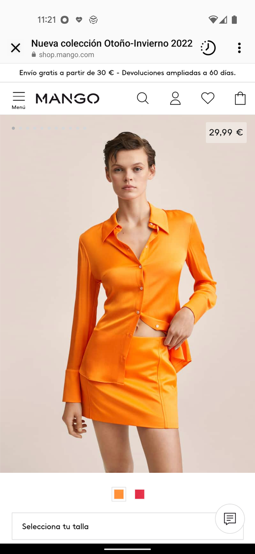 Moda Conjunto satén naranja