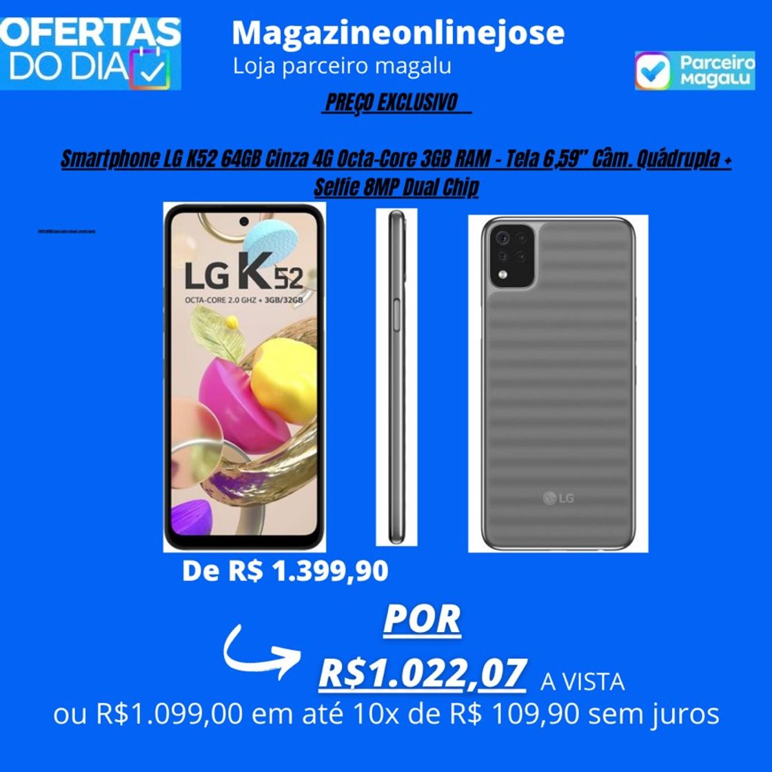 Moda Smartphone LG K52 64G