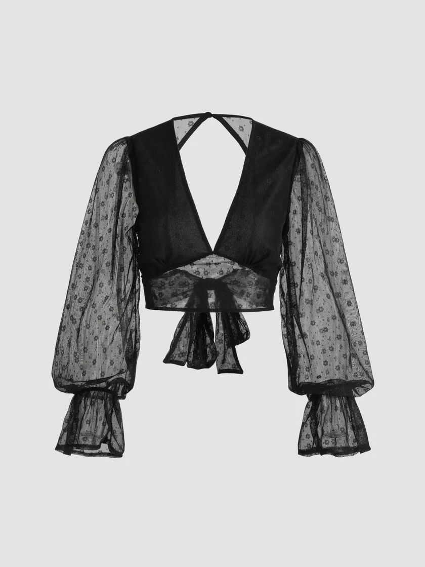 Social Ditsy Pattern Ruffle Blouse