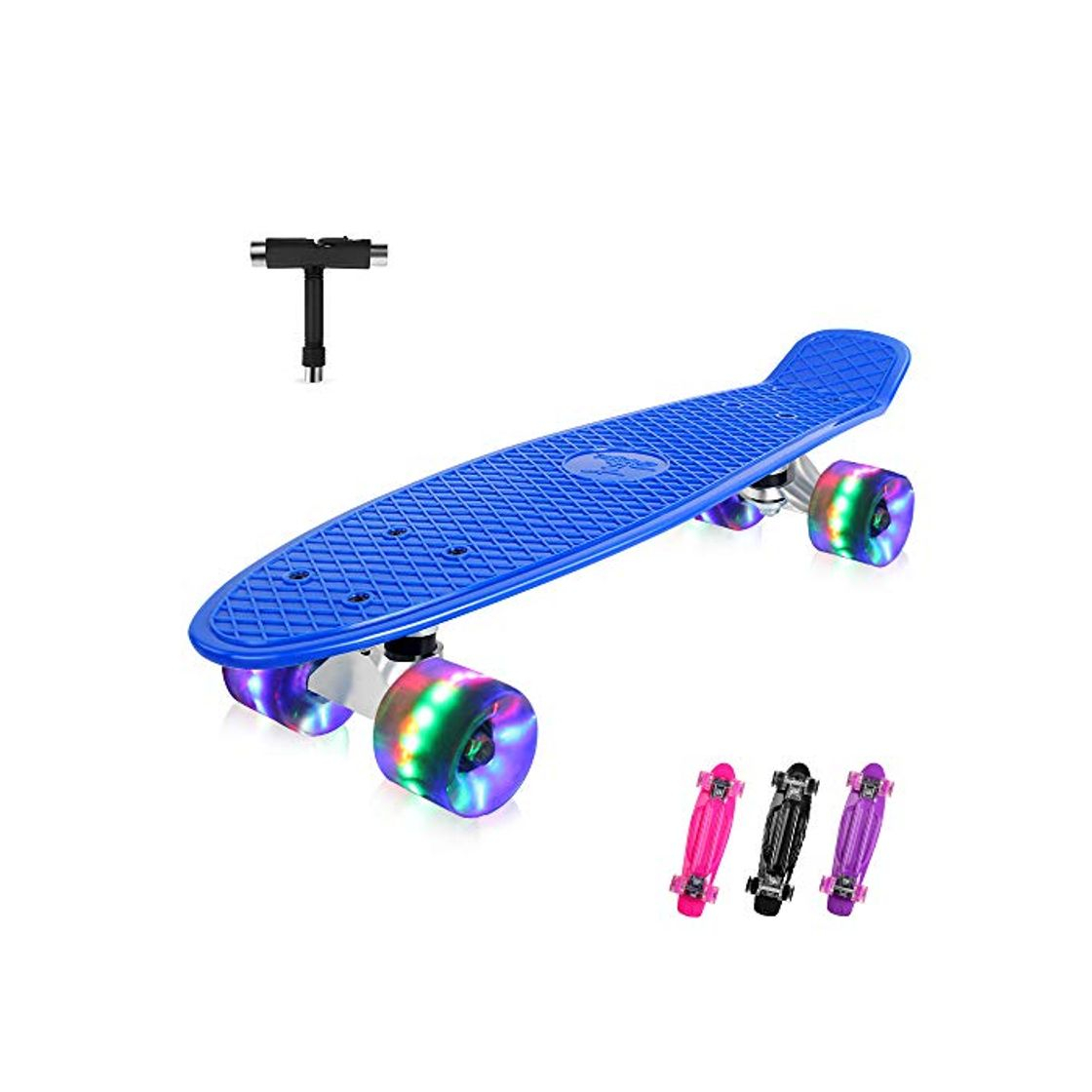 Product BELEEV Skateboard 55cm/22inch para Principiantes Adultos y Niños, Mini Cruiser Skateboard con