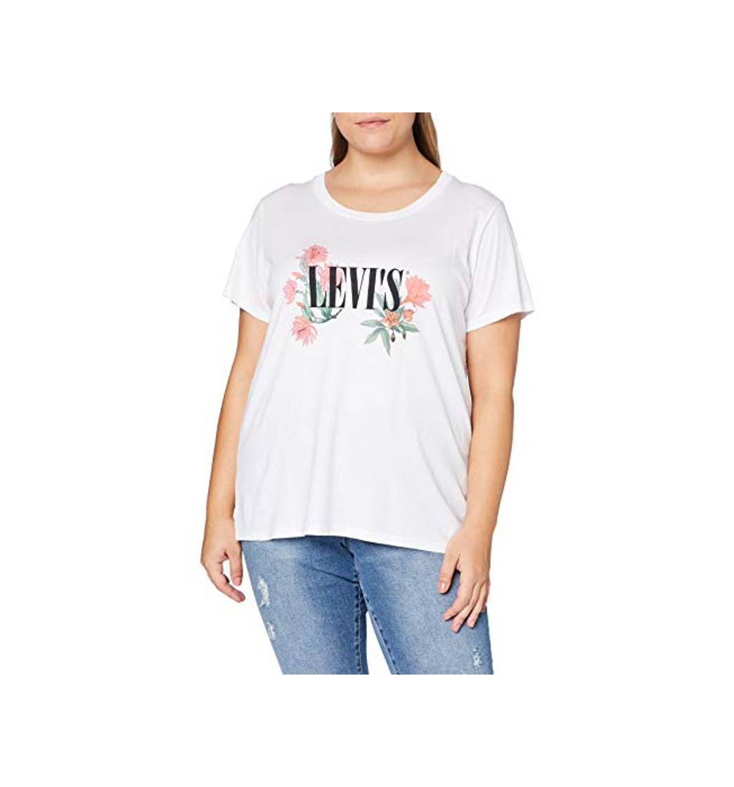 Moda Levi's Plus Size tee Camiseta, Cactus Flower Serif Pl White