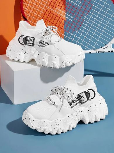 Letter Graphic Lace-up Front High Top Sneakers