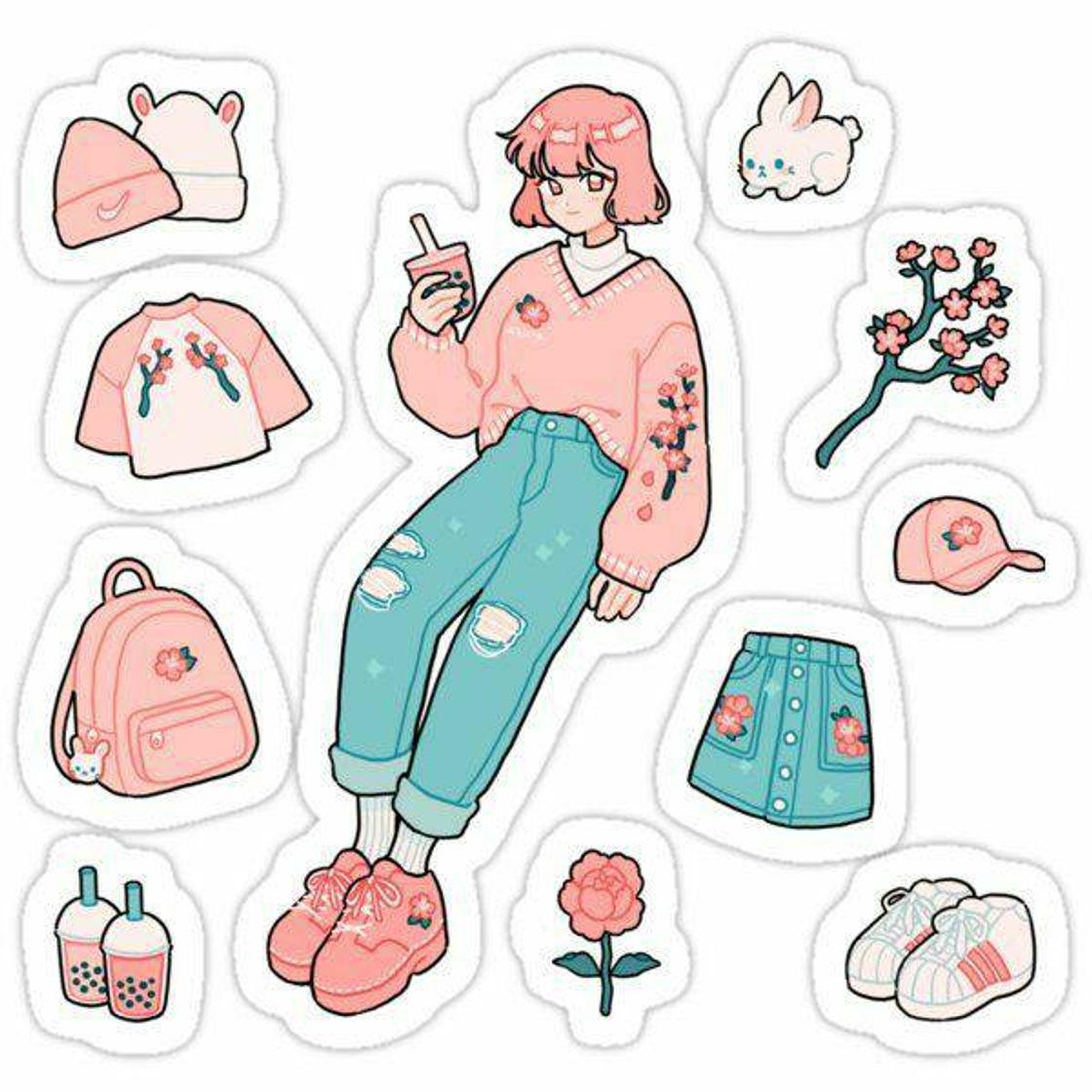 Moda Stickers pink