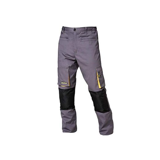 Wolfpack 15017090 Pantalon de Trabajo Gris/Amarillo Largo Talla 42/44 M