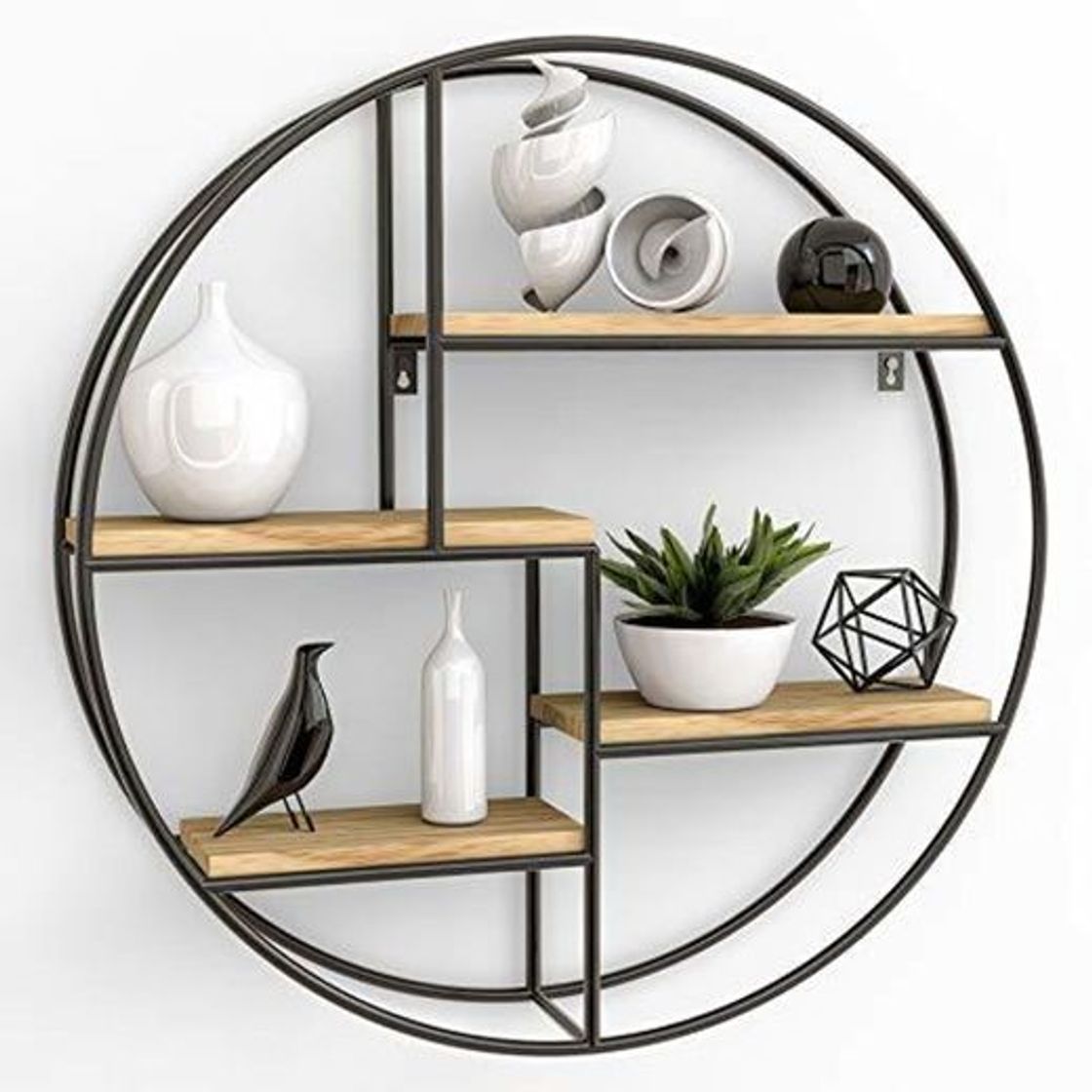 Social Gadgy ® Estanteria Pared Redonda l con 4 estantes l Estantes Flotantes