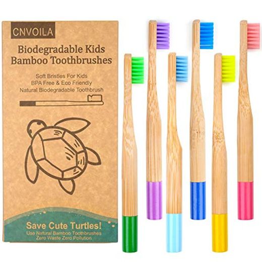Juego de cepillos de dientes de bambú para niños
