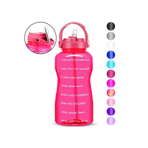 BuildLife Motivational - Botella de agua de 2 L, sin BPA, con