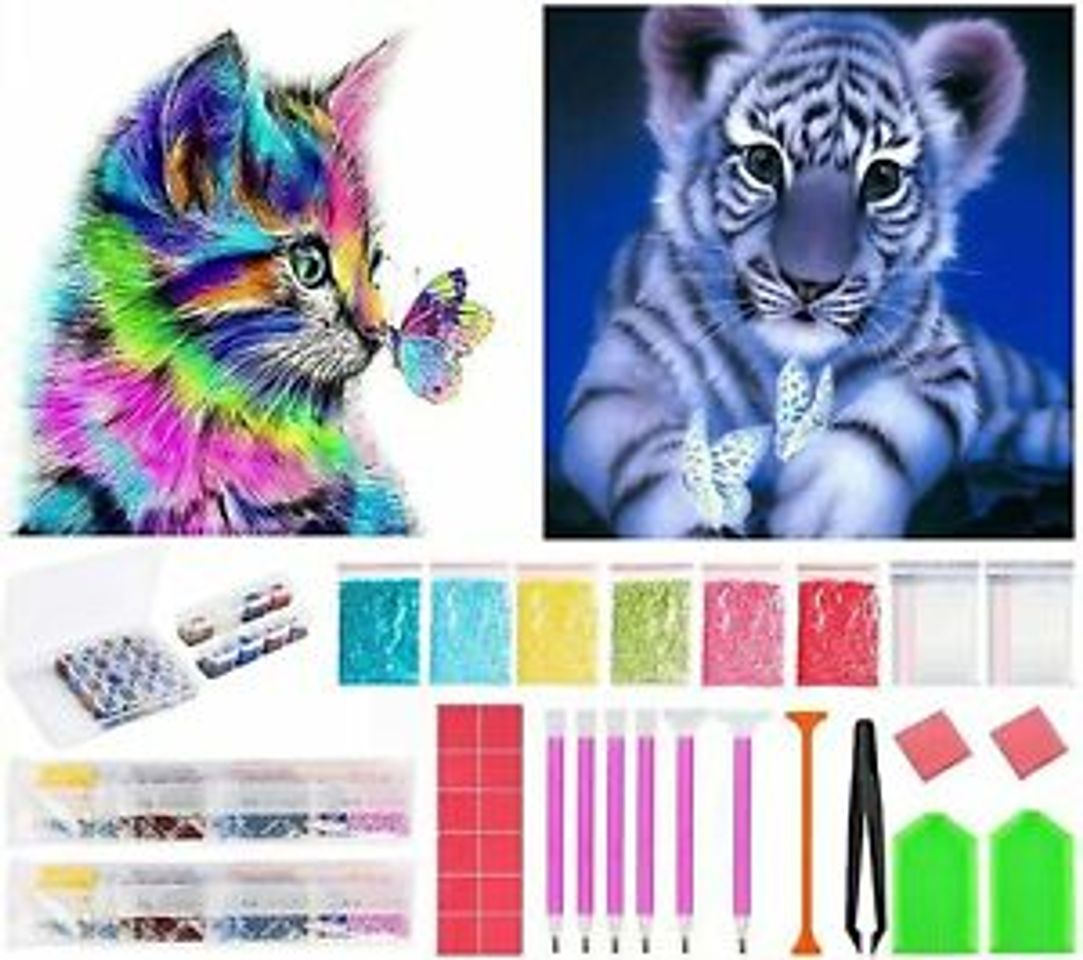 Fashion Bellatoi DIY 5D Diamante Pintura Kits, Gato y tigre 