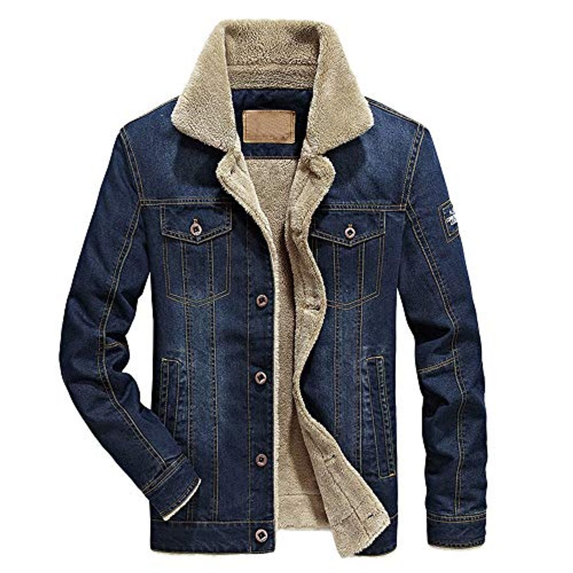 Fashion Overdose Chaqueta Vaquera De Los Hombres OtoñO Invierno BotóN De Bolsillo Solapa Chaqueta Vaquera con Capucha Top Abrigo Grueso Ropa De Abrigo