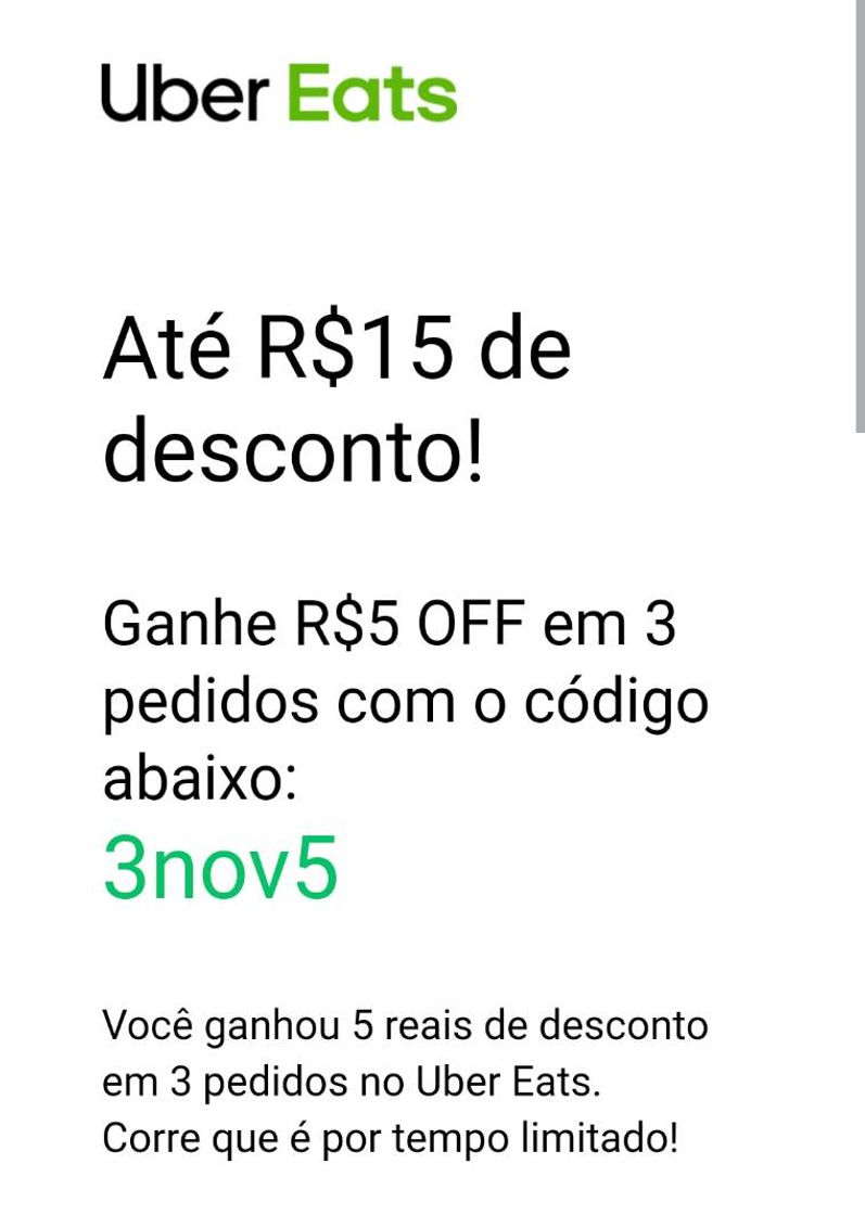 Moda CUPOM UBER EATS R$15 🤑🤑