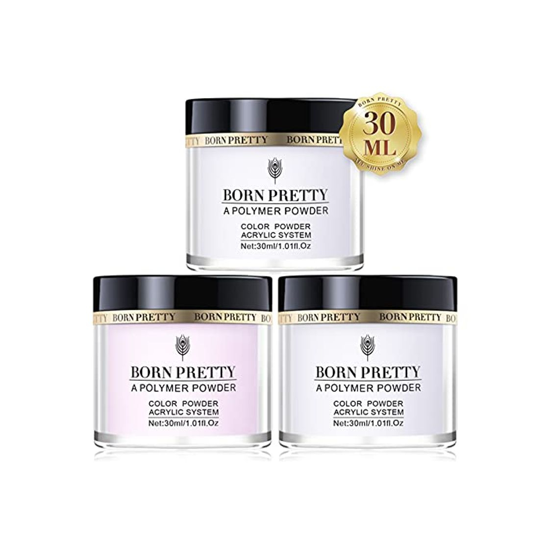 Beauty BORN PRETTY Sweet Nail Acrylic Powder Collection Set of 3 Colors-Pink White