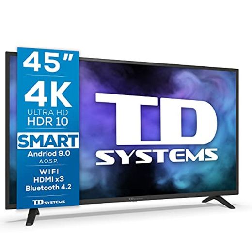 TD Systems K45DLJ12US - Televisores Smart TV 45 Pulgadas 4k UHD, Android