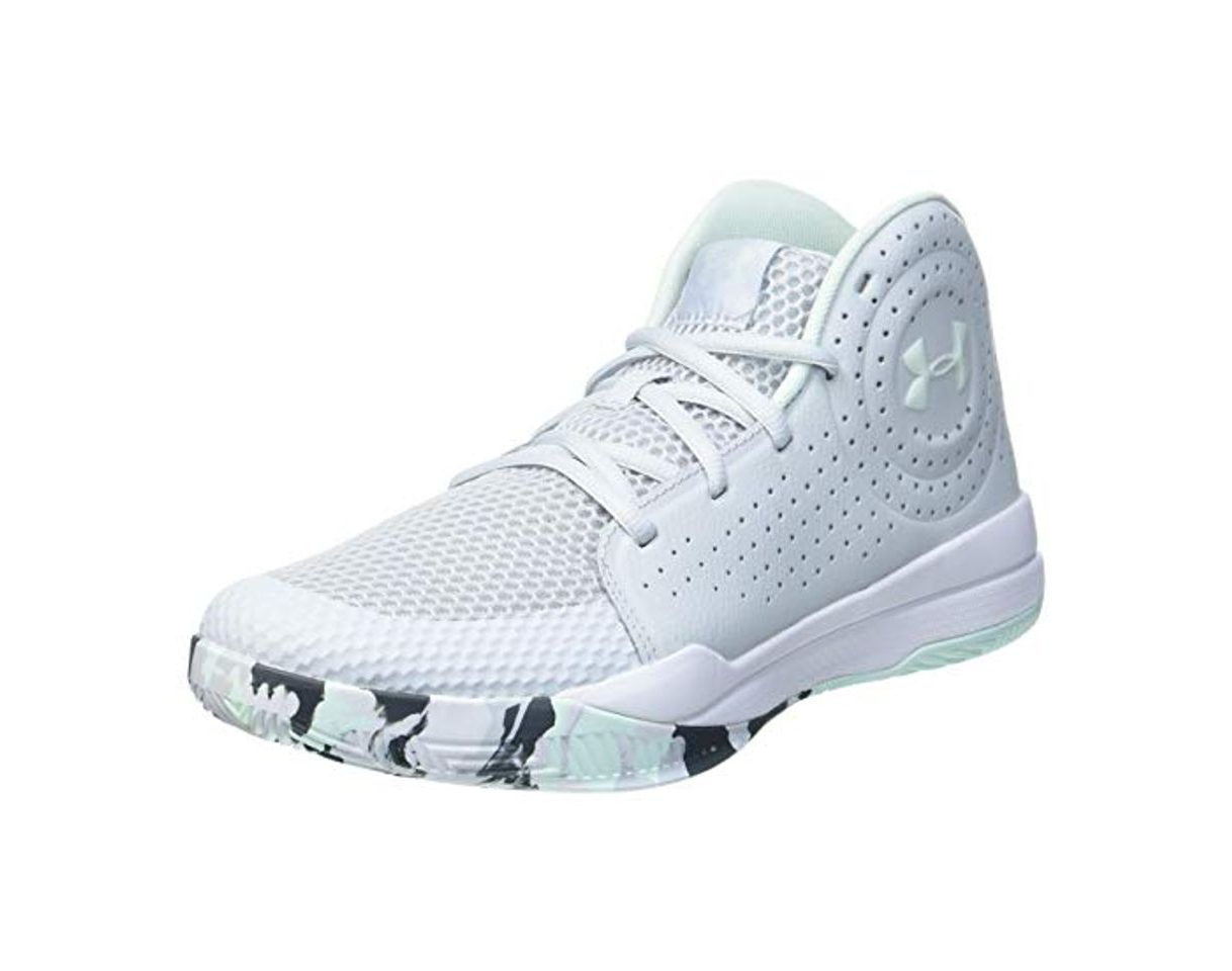 Fashion Under Armour Grade School Jet 2019, Zapatillas de Baloncesto, Halo Grey/White/Sea Glass