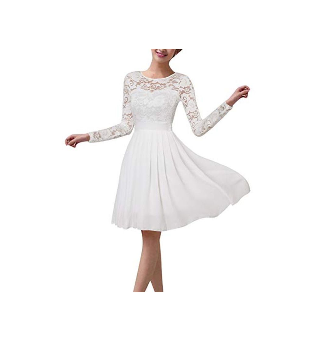 Social ZANZEA Vestido de Fiesta Encaje Manga Larga Mujer Tallas Grandes Elegant Vestido