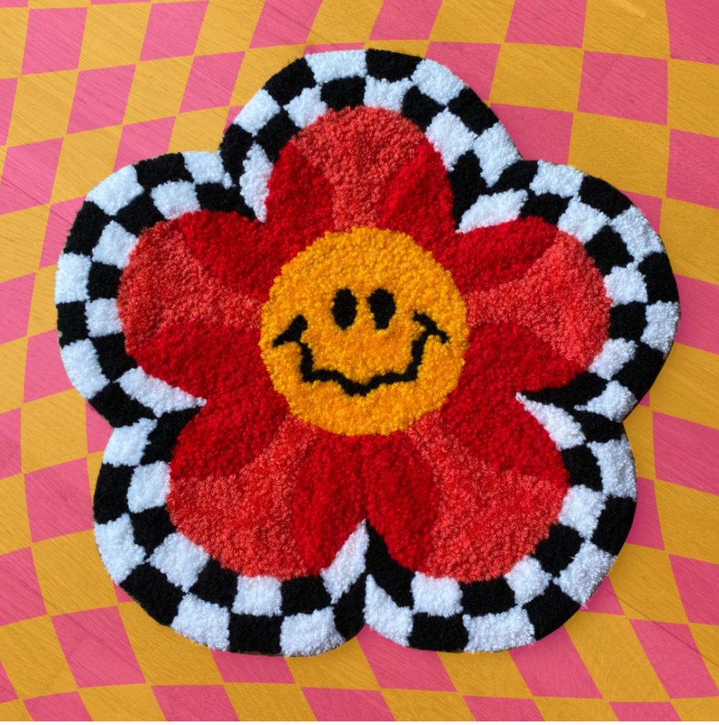 Product Crimson Smiley Flower Rug