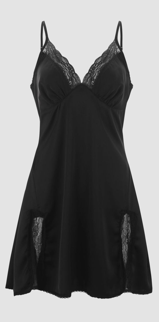 Fashion Black Allure Lace Deep V Mini Dress