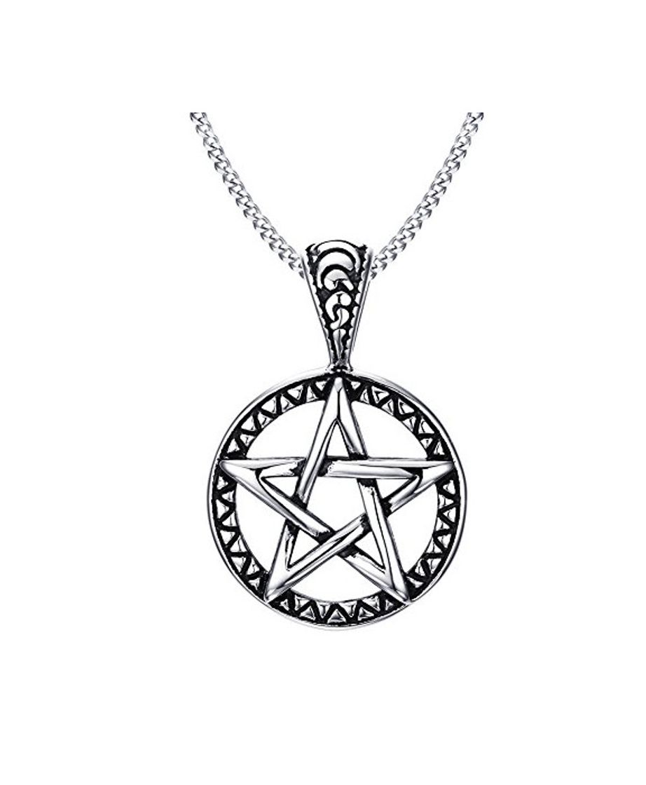 Moda VNOX Pentagram del Acero Inoxidable de la Estrella de la Familia Collar